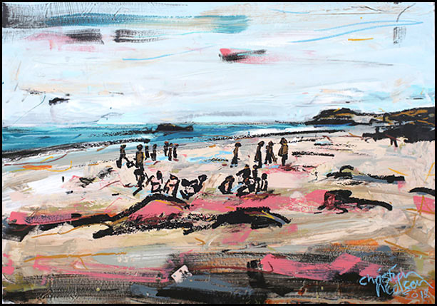 Christian Nicolson nz asbtract landscape artist, hot water beach, coromandel